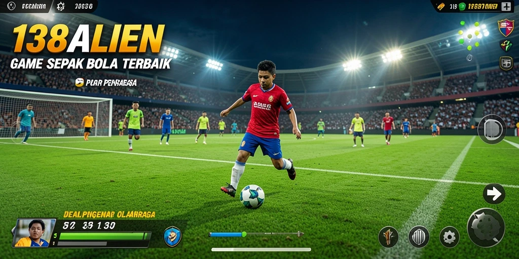 Screenshot 138ALIEN menampilkan aksi seru dalam pertandingan sepak bola.