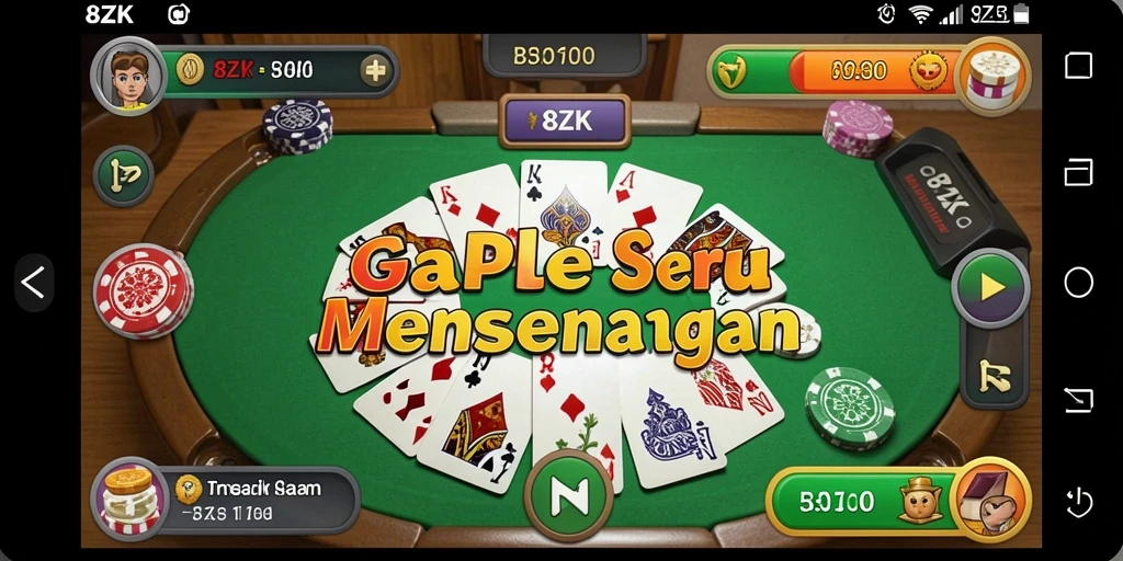 Tampilan gameplay seru dari 8ZK saat bermain Gaple.
