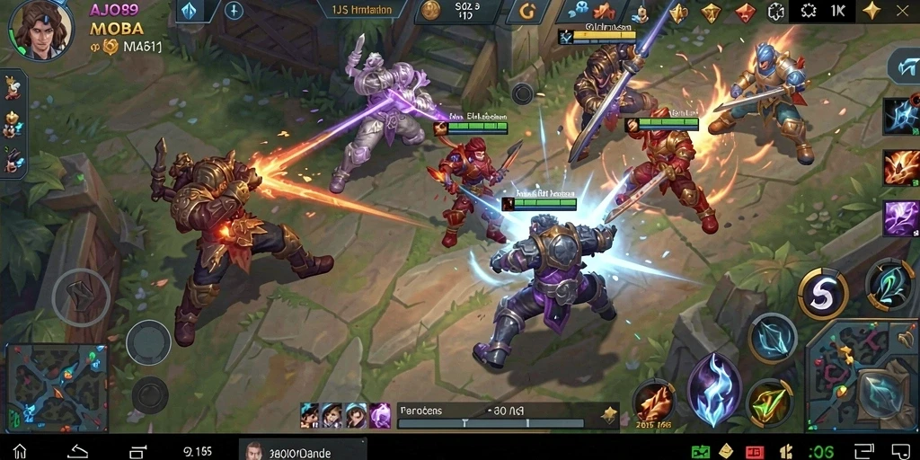 Screenshot gameplay AJO89 yang menampilkan pertarungan epik antar tim.