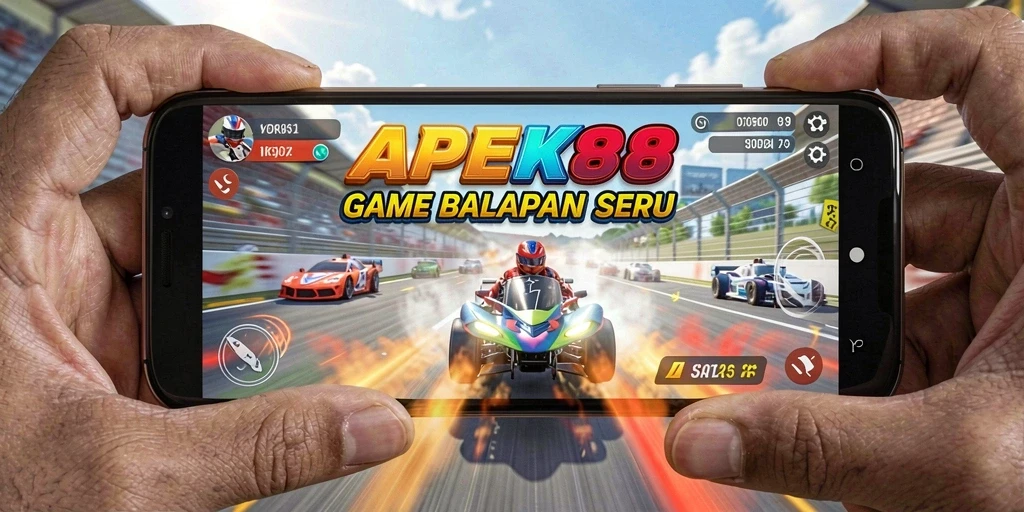 Tampilan gameplay APEK88 dengan aksi balapan yang mendebarkan.