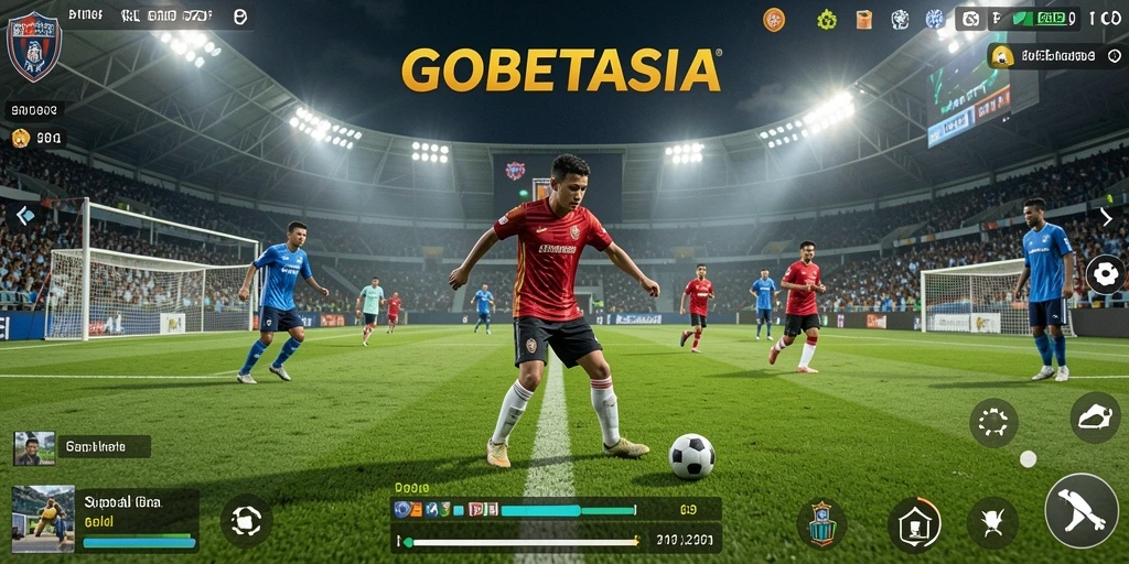 Tampilan gameplay yang mendebarkan dalam GOBETASIA, menghadirkan sepak bola di ponsel Anda.