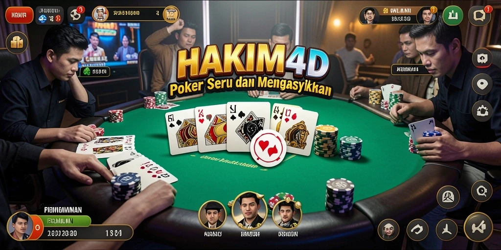 Tampilan gameplay Poker HAKIM4D yang menegangkan dan interaktif.