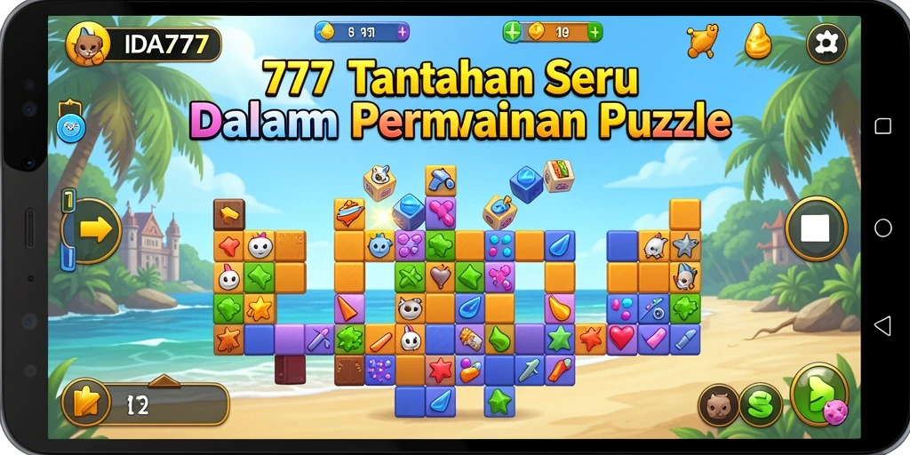 Tampilan screenshot IDA777 menunjukkan gameplay seru di level puzzle.