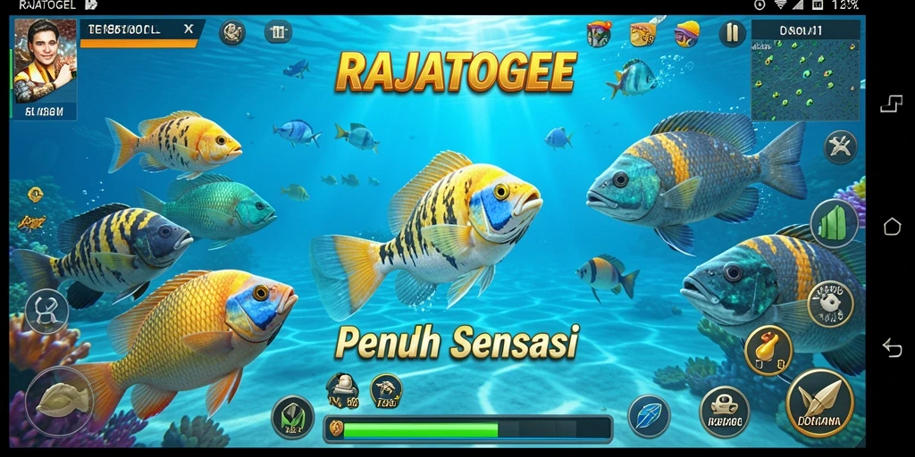 Tampilan permainan RAJATOGEL dengan aksi tembak ikan yang seru.
