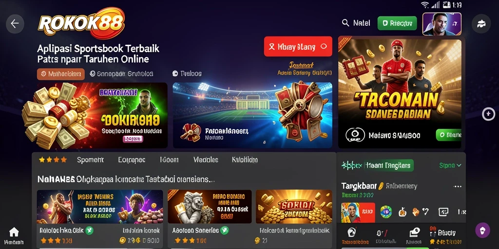 Tampilan utama ROKOK88 dengan berbagai pilihan taruhan sportsbook.