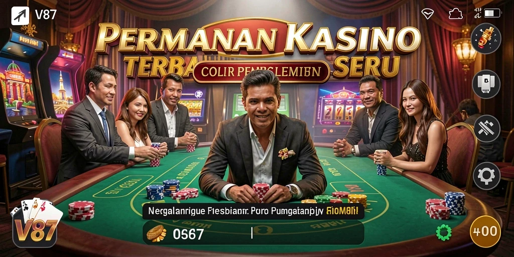 Tampilan menawan gameplay V87 menampilkan suasana kasino yang mengasyikkan.
